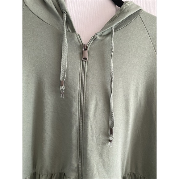 LUG Womens Large Shimmy Green Full Zip Tiered Jacket Hooded Camp Gorpcore On Go - Picture 2 of 6